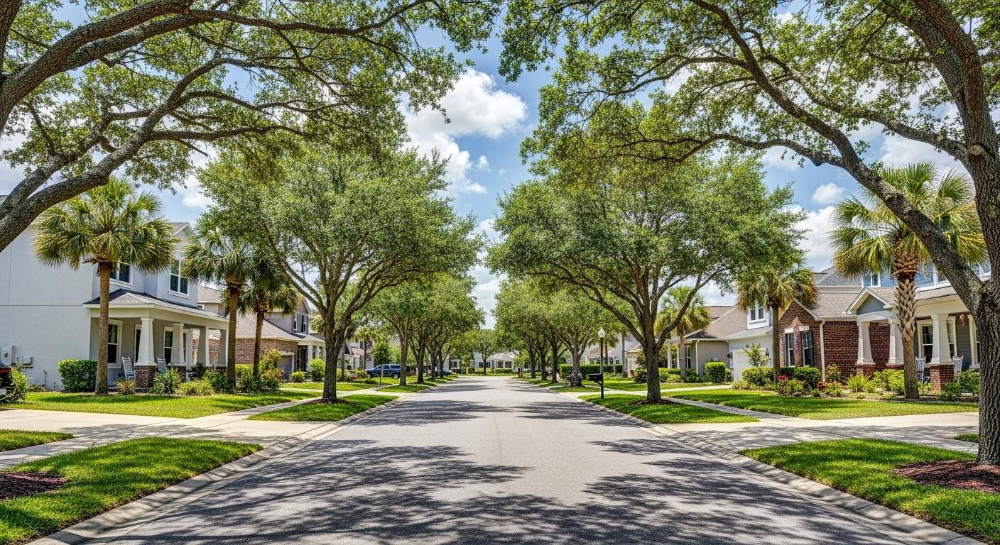 Tree-lined street in Fish Hawk, Lithia FL